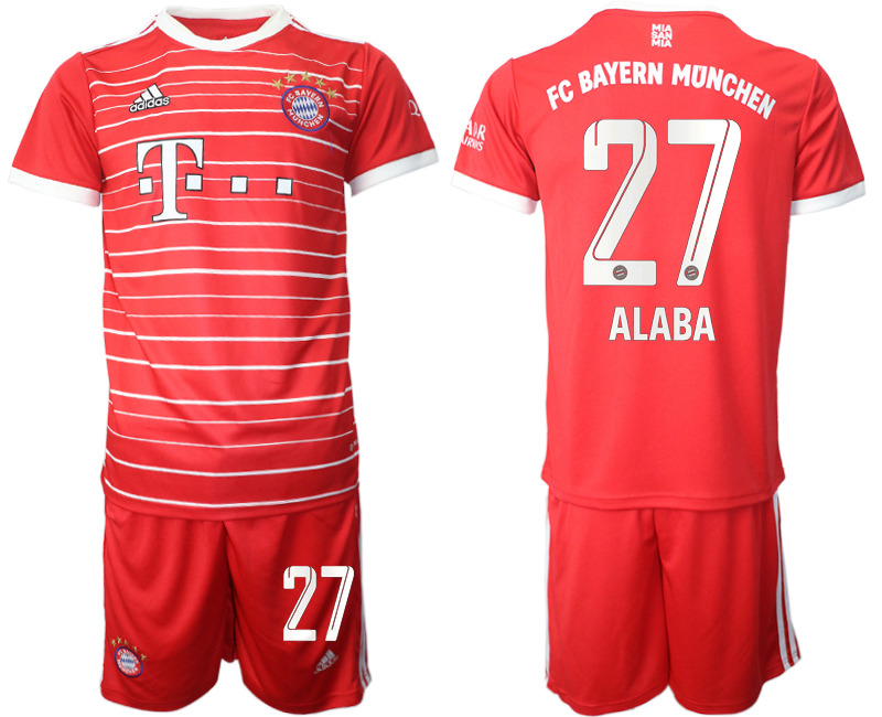 Men 2022-2023 Club Bayern Munich home Red #27 Adidas Soccer Jersey->real madrid jersey->Soccer Club Jersey